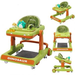 Trotteur pour B&eacute;b&eacute; Dinosaure Avec Jouets Musicaux,Repose-pieds,Hauteur R&eacute;glable,6 Roues Silencieuses &Agrave; 360&deg;,Avec Aide Au Freinage,Trotteur Adapt&eacute; Aux B&eacute;b&eacute;s &Agrave; Partir De 6 Mois (Maycoly, neuf)