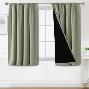 BellaHills Rideau Occultant 100% Noir Pliss&eacute; pour Chambre et Salon, Double Rideaux Occultant et Thermique, 117x137 CM, 2 Panneaux, Vert Sauge (BellaHills, neuf)