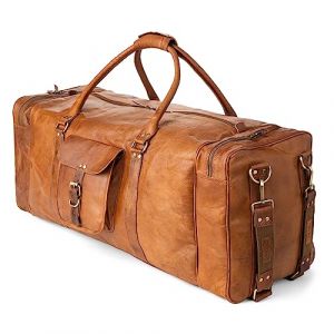 Berliner Bags Vintage Sac de Voyage en Cuir New York XXXL, Weekender Duffle pour Sports Homme Femme - Marron (Berliner Bags, neuf)
