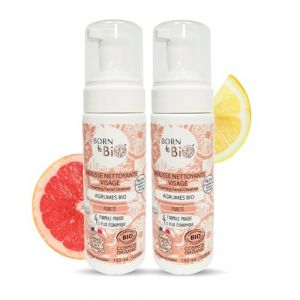 BORN TO BIO Mousse Nettoyante Visage Bio pour Peaux Grasses: Pureté - Lot de 2 x 150ml: Agrumes - Nettoyage Doux et Efficace - Texture Ultra Légère - Certifiée Bio (Born To BIO, neuf)