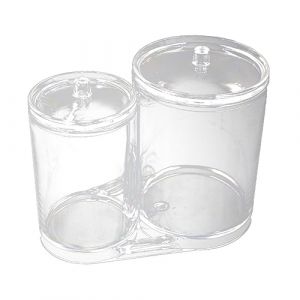 PartyKindom Organisateur de Coton pour Maquillage Acrylique Transparent Bo&icirc;te de Rangement pour Coton Tiges et Pads avec Couvercle pour Salle de Bain et Voyage (Brushira, neuf)