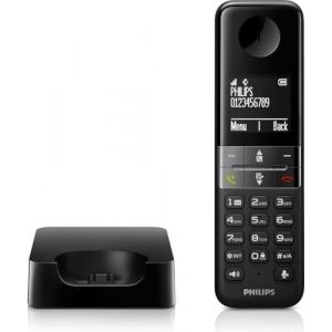 Philips D4701B T&eacute;l&eacute;phone Fixe sans Fil &ndash; T&eacute;l&eacute;phone DECT avec &Eacute;cran 1,8 Pouce &ndash; 50 Contacts &ndash; 16h Conversation &ndash; 250h Veille &ndash; Noir (Numero Un0, neuf)
