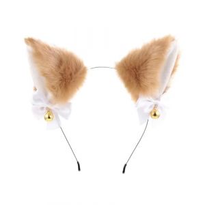 HUVZOR oreilles de chat,oreille loup garou, Serre-t&ecirc;te fait &agrave; la main en fausse fourrure avec oreilles de loup pour Halloween, No&euml;l, cosplay,furry，serre tete Christmas (Volumetech OU, neuf)