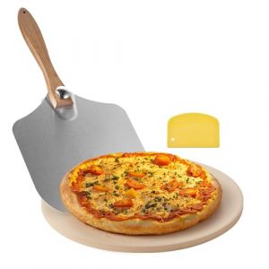 VEVOR Pierre &agrave; pizza ronde en cordi&eacute;rite 38,1 cm, pierre de cuisson extra large avec pelle en aluminium et grattoir PP, r&eacute;sistante &agrave; la chaleur, &eacute;paisseur 1,7 cm, pour four, cuisson du pain, barbecue (VEVOR Direct Store FR, neuf)
