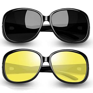 Joopin Lunettes de conduite de Nuit Femme Oversize Anti &Eacute;blouissement Vision Nocturne Lunettes Jaune Conduite de Nuit Anti Phare UV400 (Joopin Fashion, neuf)