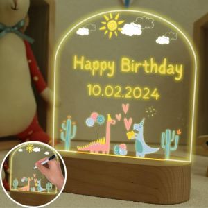 uniqicon Veilleuse Dinosaure Enfant, Kawaii Deco Chambre, Acrylique Tableau Lumineux Message Led, Lampe De Chevet Avec Motif Dessin Anim&eacute; Dinosaure, Veilleuse Lit Bebe (Tsmart_shopFR, neuf)