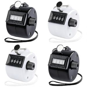 Wenxiaw Lot de 4 compteurs manuels compteurs de rangs &agrave; tricoter 4 chiffres Compteur de rangs Compteur de rang&eacute;es Compteur de pistes Natation Golf Accessoires pour compteur de personnes, golf avec (Wenxiaw, neuf)