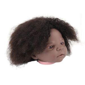 Tête de Mannequin Africaine Dioche à Peau Foncée, Tête de Mannequin Afro Bouclée, Cheveux Humains, Peau Noire, Poupée en Résine, Tête de Mannequin de Cosmétologie (Qkiss, neuf)