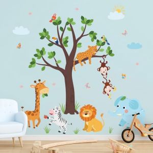 SHUCHING Stickers Muraux Animaux de la Jungle, Stickers Mural Animaux Safari, Décoration Murale Chambre Enfants Bébé (SHUCHING, neuf)