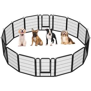 Yaheetech Parc pour Chiens 16 Panneaux Cage Chenils Chien Enclos en métal 80 cm de Hauteur Clôture pour Chiot Rongeur Lapin Barriere Chien avec Sac de Rangement (Yahee365, neuf)