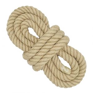 40 mm * 15 m Corde de Jute, Corde de balançoire à 4 brins, Corde de tir à la Corde, Corde en Toile de Jute pour travaux manuels, Jardinage, hamac, décoration de la Maison, Garde-Corps, Quai (DoIove-FR, neuf)