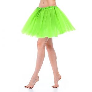 Yolev Jupe Tulle Femme Tutu Adulte Classique Elastique 3 Couches Tulle Vert Clair Jupes Tutu Femme Ado Danse Habiller Soir&eacute;e Jupette Danse Classique Fille D&eacute;guisement Ann&eacute;e 80 Accessoire Fluo (Huajiesm, neuf)