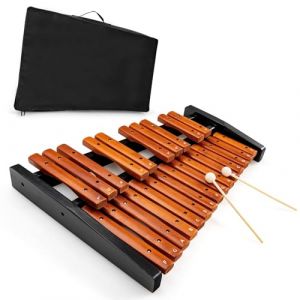 KOMFOTTEU Xylophone 25 notes bois, carillon avec 2 baguettes, percussion manuelle instrument de percussion avec sac de transport, instrument de musique pour enfants adultes (Komfort GmbH, neuf)