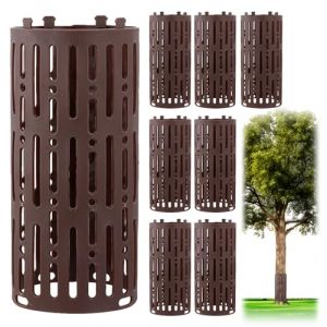 QWORK® 8 Pièces Protections Tronc Arbre, Protection de Tronc Arbre Plastique avec Crochets de Verrouillage, Protection Arbre Résistante aux Intempéries (shavinglikes, neuf)