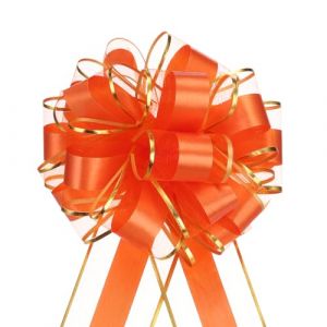 QUARKZMAN Noeud Cadeau 5Pcs 20cm Noeud de Ruban de Noël avec Bordure Dorée, Ruban d'emballage Cadeau en Organza pour Voiture, Nœud pour Paniers de Voiture de Mariage, Nœud, Orange Rouge (QUARKZMAN, neuf)