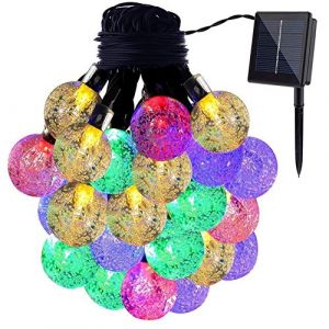 LED Lampes solaires, DINOWIN étanche 20ft 30 LED boule de cristal de lumières d'intérieur Éclairage extérieur Fée Globe pour le Jardin, Patio, Noël, Mariage, Maison, Décoration de Fête (Multicolore) (DinowinDirect, neuf)