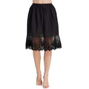 BEAUTELICATE Femme Jupon en Coton avec Dentelle Lingerie sous-Jupe sous-Robe Ivoire Noir Court Mi-Long Petticoat pour Marige Fille (Ivoire - 60cm Longueur, S) (BEAUTELICATE-FR, neuf)