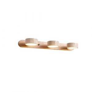 MEDPHZP Applique Murale linéaire en Pierre Naturelle, Style Ferme, en Bois, travertin Jaune, 2, 3 ou 4 Lampes, éclairage de Salle de Bain sur Miroir, éclairage LED Rotatif à 180° (Bois 51 cm) (DJWFFWQCSSZSSXS, neuf)