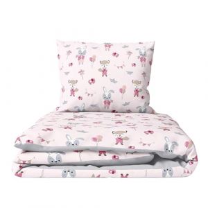 Baby Comfort Parure de lit 2 pi&egrave;ces avec housse de couette et taie d'oreiller 80 x 70 cm pour berceau, berceau ou landau (renards et lapins) (Baby Comfort Ltd, neuf)