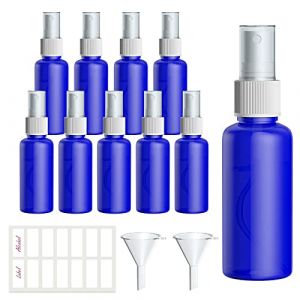 Qoosea 10 pcs Flacon Vaporisateur, 50ml Bouteille Spray Plastique Vide Avec Pulverisateur de Brouillard Fine, Vaporisateurs Cosm&eacute;tiques Bleue (lysmuk, neuf)