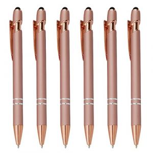 SCJJZ Stylo à bille, stylo signature noir, stylo à bille à tige en aluminium à poussoir en métal adapté au bureau de l'école et à la maison (6 or rose) (GuangZhouAnTuTuMaoYiYouXianGongSi, neuf)
