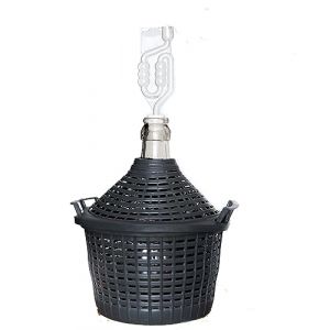 WYSKONT Bonbonne en Verre à Ouverture étroite, avec Bouchon, SAS et Panier en Plastique, Fabrication de vin en Verre Transparent, Facile à Transporter et à Nettoyer, capacité 10 l (WysKonT, neuf)