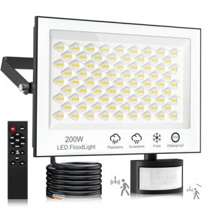 wowspeed Eclairage Exterieur avec Detecteur - 200W 20000LM Projecteur LED Ext&eacute;rieur avec T&eacute;l&eacute;commande, Dimmable 6500K Blanc Froid Spot LED Ext&eacute;rieur IP66 Etanche Spot Exterieur pour Patio Garage (SIXTYTHREE, neuf)