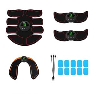 Eozfly Electrostimulateur Musculaire Ceinture Abdominale - 6 Modes 19 Intensit&eacute;s | Appareil EMS pour Abdos, Bras, Jambes, Fesses | Rechargeable USB + Ecran LCD | Homme et Femme (Kucosy, neuf)