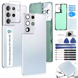 RongZy Coque Arri&egrave;re pour Samsung Galaxy S21 Ultra 5G Batterie Couvercle Rechange pour Samsung Galaxy S21 Ultra 5G Cache Batterie pour T&eacute;l&eacute;phone de Remplacement(Argent&eacute;) (YWLRongZy, neuf)