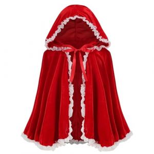 G&eacute;n&eacute;rique Cape de petit chaperon rouge en velours pour filles, costume d'Halloween pour femmes, cape fantaisie de costumade (feiruoma, neuf)