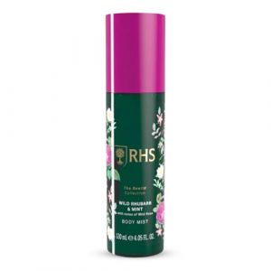 Brume corporelle RHS Rewild Rhubarbe et Menthe, brume parfumée fine aux notes de jasmin, de rose et de musc pour un parfum léger et rafraîchissant – 120 ml (Solretail LTD, neuf)