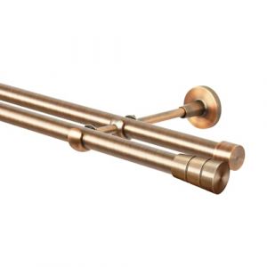 Tringle &agrave; rideau cuivre antique, 120 cm, 2 voies, 19 mm, m&eacute;tal, fixation murale, Sferic (trendyhome, neuf)