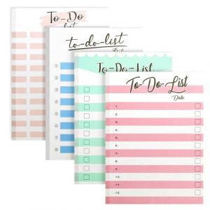 Belle Vous Lot de 4 To Do List Bloc Note Tâches Quotidiennes Assortis-Bloc Memo 50 Feuilles de Listes Non Datées-Pense Bete/Organisateur pour Listes de Courses,Gestion du Temps&Agendas Quotidiens (Tinyyo Europe, neuf)