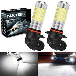 NATGIC H10 9140 9145 Ampoules de phare antibrouillard &agrave; LED blanc x&eacute;non 3000LM 3014 SMD 144-EX avec projecteur &agrave; lentille pour feu antibrouillard ext&eacute;rieur, 12-24V (lot de 2) (NatGic, neuf)