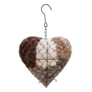 Krmoau Nid d'oiseau en forme de c&oelig;ur, rechargeable et &agrave; suspendre, mat&eacute;riau en fibre pour nids d'oiseaux, perruches, calopsittes, canaris, jardin d'hiver (cicrel, neuf)