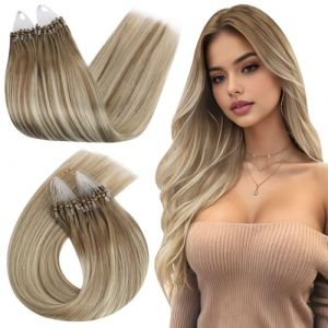 Ugeat Extension a Froid Cheveux Anneau Extension a Froid 50 Grammes Extension Loops Blonde avec Blond Platine Extension a Loops Cheveux Naturel #9A/60/9A 18 Pouces (Ugeat, neuf)