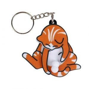 Porte-clés amusant avec chats qui bougent - Porte-clés interactif avec sa balle - Cadeau pour les amis ou les amoureux des chats, Orange, taille unique (ChangJun6, neuf)