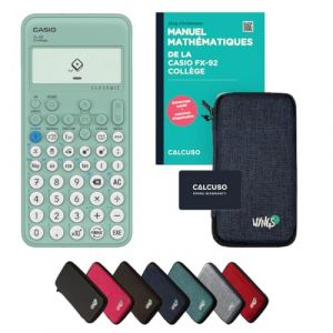 Casio fx-92 Collège avec Housse de Protection Bleu et Manuel (88 Pages, DIN A5) – Calculatrice Scientifique – Smart Set (CALCUSO, neuf)