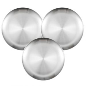 Lot de 3 Assiette Camping Assiette Inox - 20cm de Diamètreplat Inox, Vaisselle de Camping Pour Pique-nique, Randonnée, Cuisine, Fête (RENQUAN 2022, neuf)