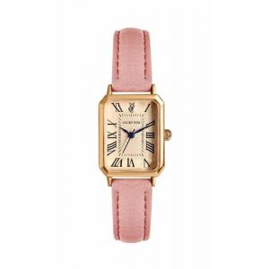 ALCENTIS Montre Femme rectangulaire Analogique, Bo&icirc;tier en Or Rose, Bracelet en Cuir (Bracelet Rose) (Boutique Online France, neuf)