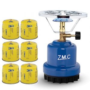 Z.M.C R&eacute;chaud de camping 2 en 1 + 6 cartouches de gaz 190 g, r&eacute;chaud &agrave; gaz portable pour camping 1110 W, allume-charbon ext&eacute;rieur, r&eacute;chaud &agrave; cartouche pour cartouche per&ccedil;able (Z.M.C_GMBH, neuf)