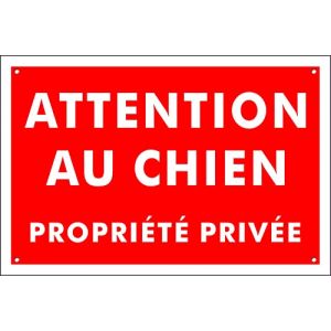 Pubblimania ATTENTION AU CHIEN JE MONTE LA GARDE propriétés privées, panneau plaque en métal aluminium, épaisseur 3 mm avec 4 trous (Cm 20x30) (Attention au chien propriétés privées) (Pubblimania, neuf)