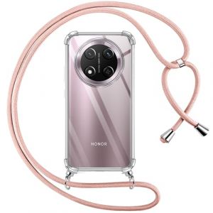 Pnakqil Coque pour Honor Magic 7 Lite avec Cordon, Transparente Silicone Housse avec R&eacute;glable de Collier Anti-Chute Etui pour Honor Magic 7 Lite, &Egrave;tuis &agrave; Bandouli&egrave;re 6.78", Rose (CONNECT EAGLE, neuf)