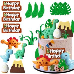 LIULINY 16 Pi&egrave;ces Dinosaure G&acirc;teau D&eacute;coration, Dinosaure G&acirc;teau Decoration, D&eacute;co Cake Dinosauro Anniversair, Dinosauro Cake Toppers, pour Enfants Baby D&eacute;coration F&ecirc;te Anniversaire (LIULINK, neuf)
