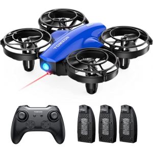 Tomzon mini drone pour enfants d&eacute;butants, avion t&eacute;l&eacute;command&eacute; avec mode combat, RC quadricopt&egrave;re 24min de vol long, 360&deg; protection h&eacute;lice, jouet lancer Go/3D flip/vol circulaire, mini drone, bleu (Botan-EU, neuf)