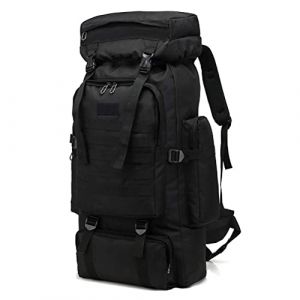 Kabxhueo Sac à dos de randonnée homme 60L-80L sac à dos militaire tactique étanche sac à dos de survie MOLLE grand sac a dos randonnee voyage pour l'escalade, le camping, le chasse,Noir (Rozhuhro Home, neuf)