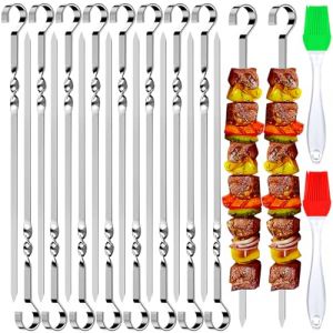 Tuofang 24 Pcs Pique à Brochette Inox, 30cm Brochette Acier Inoxydable, Pique de Brochette Réutilisable pour Barbecue Viande Légumes (ywgehao, neuf)