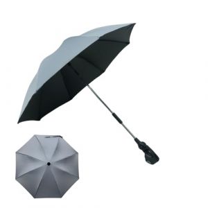 FINEVERNEK Ombrelle Poussette Universelle, Ombrelle pour Poussette Anti UV 50+, Parasol Poussette Bébé Universelle Diamètre 73 cm, Parasol pour Poussette Universelle pour Poussette et Buggy - Gris (MOULLY, neuf)