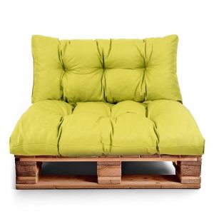 Best Wool Ensemble de Coussin Palette – Coussin D’Assise pour Palettes Europe – Coussins pour Palettes Rembourrés avec Mousse Granulaire Poulirette – Inclut Coussin D’Assise 120x80 + Dossier 120x40 (Wool-Stam, neuf)