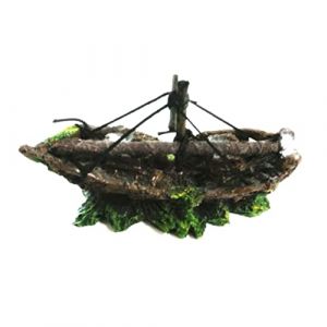 BESPORTBLE D&eacute;coration Aquarium Forme De Bateau Pirate Mini Abri &Eacute;cologique pour Poissons (Giovanna Baillie, neuf)